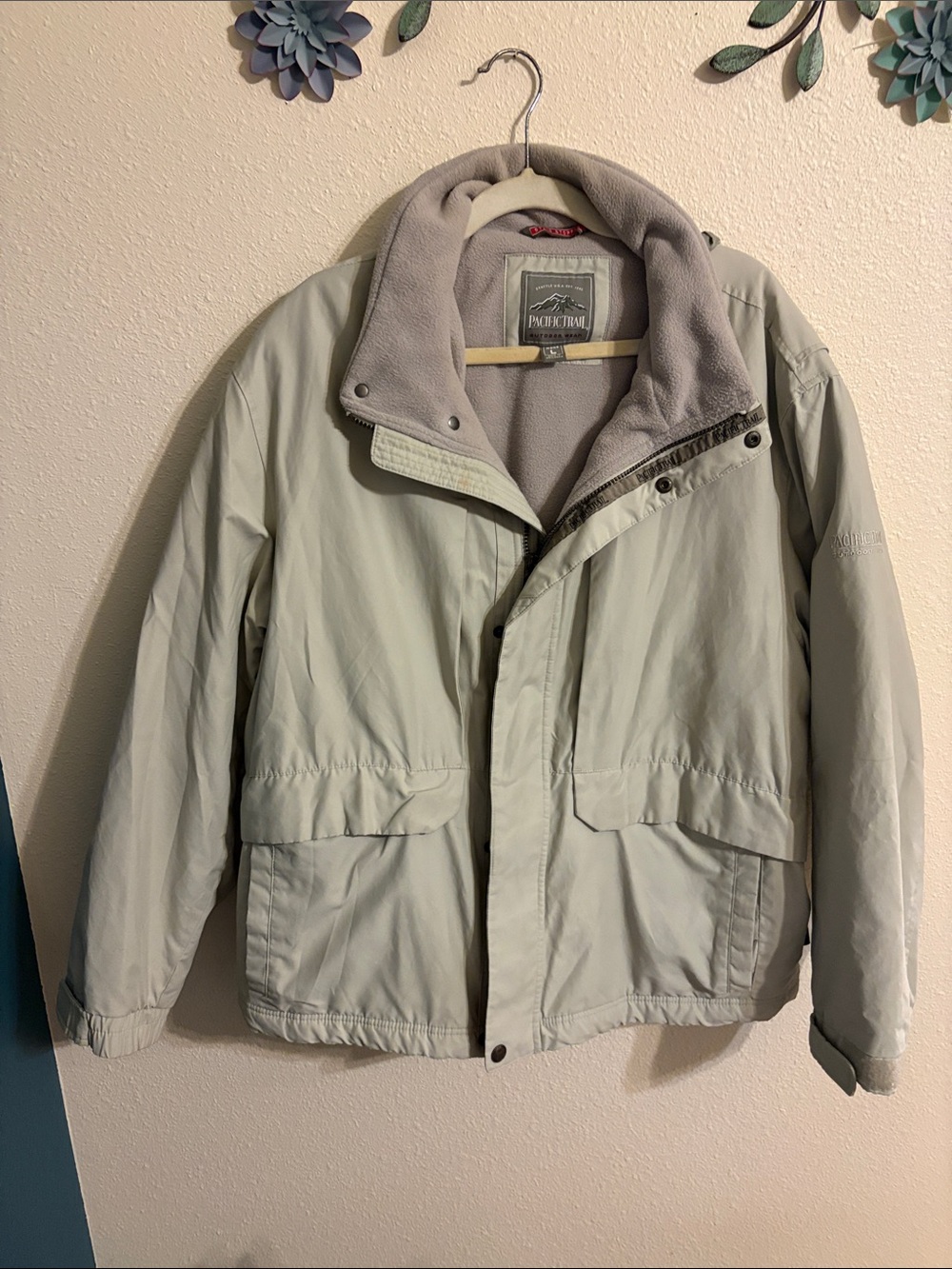 Pacific Trail Men's Light tan Fleece-Lined Raincoat